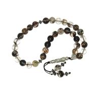 N811 10mm Tourmaline Quartz Prayer Beads - Natural Gemstone Tasbih/Mala with Metal Accents | Healing Crystal Rosary for Meditation, Protection & Energy Balance | Spiritual Gift for Men & Women