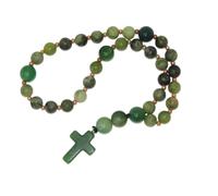 N820 8mm Serpentine & Mixed Gemstone Anglican Prayer Beads - Natural Stone Rosary with Cross Pendant & Durable Polyester Cord | Christian Meditation Tool for Healing, Protection & Devotion