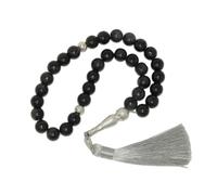 N833 10mm Glass Prayer Beads Tasbih - Premium Islamic Misbaha with Large Polished Beads & Decorative Tassel - Smooth Dhikr Beads for Prayer, Meditation, Ramadan & Islamic Gifting