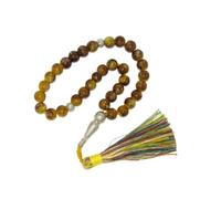 N834 10mm Glass Prayer Beads Tasbih - Premium Islamic Misbaha with Large Polished Beads & Decorative Tassel - Smooth Dhikr Beads for Prayer, Meditation, Ramadan & Islamic Gifting