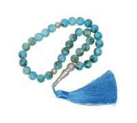 N837 10mm Glass Prayer Beads Tasbih - Premium Islamic Misbaha with Large Polished Beads & Decorative Tassel - Smooth Dhikr Beads for Prayer, Meditation, Ramadan & Islamic Gifting
