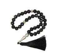 N838 10mm Glass Prayer Beads Tasbih - Premium Islamic Misbaha with Large Polished Beads & Decorative Tassel - Smooth Dhikr Beads for Prayer, Meditation, Ramadan & Islamic Gifting
