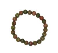 N845 Unakite Bracelet - Natural Green & Pink Gemstone for Emotional Healing, Balance & Heart Chakra Support - Stretch Fit Unisex Stone Bead Bracelet for Meditation, Wellness & Daily Grounding
