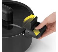 N8WERK Cast Aluminium Cooking Pot in The Midnight Edition | 28 cm | Colour-Changing Temperature Display | Lid with Silicone Rim | Suitable for All Types of Cooker, Including Induction