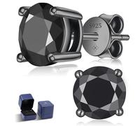 N9NEMUSES Black Moissanite Earrings for Men Round Cut Color D VVS1 Clarity Lab Created Diamond Stud Earrings S925 Sterling Silver Jewelry for Women Men, 1 Carat-(0.5ct*2)-5mm, Sterling Silver