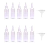 NA 10 Pieces 100ml Squeeze Bottle Dispenser Clear Squeeze Condiment Bottles for Ketchup Mustard BBQ Sauce Chilli Sauce and Olive Oil Mini Empty Bottle with 2Pcs Mini Funnels