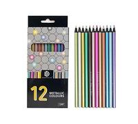 NA 12 Pcs Colour Drawing Pencils Black Wooden Metallic Colouring Pencils for Adult Kids Beginner Artist Painting