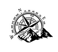 NA 1st-Class-Designs Compass 50 x 60cmInch Diameter Funny Bumper Sticker Caravan Campervan Motorhome Car Van Sticker Decal, Black