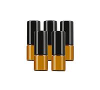 NA 2.5Ml Amber Glass Roll On Bottle for Essential Oils,5Pcs Perfume Vial with Stainless Steel Roller Ball,black Caps Mini Sample Vials Cosmetics Small Container
