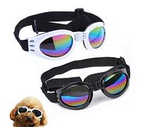 NA/2 x Dog Safety Goggles Adjustable Strap Travel Ski UV Protection Waterproof Sunglasses for Dogs (Black, White)