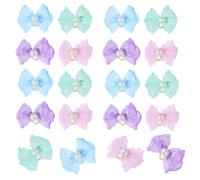 NA 20 Pcs Dog Hair Bows Pink Blue Purple Green Dog Bowknot Headwear Rubber Hair Band for Pet Dog Cat Hair Decoration