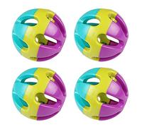 NA 4 Pcs Pet Parrot Toy Colorful Bird Bell Ball Plastic Ball with Bell for Hamster Cat Parrot Dog Rabbit Chase Game