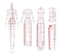 NA 5 Models Fashion Sketching Templates, Fashion Illustration Rulers, Sewing Humanoid Patterns Design, Clothing Measuring Rulers Paper Draft Drawings