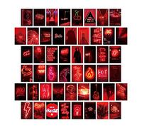 NA 50 Pcs Neon Red Wall Collage Kit Aesthetic Pictures, Aesthetic Picture Indie Room Decor Art Posters for Teens and Young Adults