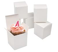 NA 50 PCS White Gift Boxes 10x10x10 cm Paper Kraft Boxes with Lids, Square Easy Assemble Box for Party, Wedding, Birthday