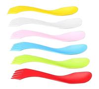 NA 6Pcs Plastic Spork Lightweight & Strong All In One Camping Cutlery Spoon Fork Knife Set Portable and Reusable Camping Spork Flatware for Backpacking Hiking Outdoors