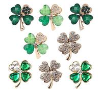 NA 8 Pcs Rhinestone Four Leaf Brooch Pins Alloy Crystal Shawl Clip for Women Girls Wedding Party Accessories
