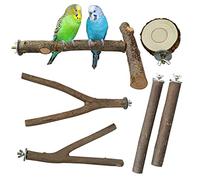 NA Allazone 6 PCS Natural Wood Bird Perch Platform, T-Shape Bird Parrot Perch Set for Parrotlets, Cockatiels
