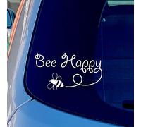 NA Bee Happy Bumblebee Funny Vinyl Sticker Decal for Car Truck Window Bumper white 20cm