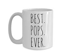 NA Best Pops Ever Mug Gift For Dad Him Granddad Christmas Birthday Fathers Day Thank You Minimalist Present Novelty Coffee Cup Ceramic White