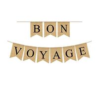 NA Bon Voyage Banner Jute Vintage Garland Burlap Banner for Farewell Party Decoration