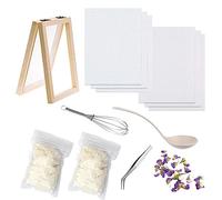 NA Cayway 8 Pack Dried Flower Paper Craft Set Include 5 x 7 Inch Wooden Paper Making Mold Frame, Dried Flowers, Replace Mesh Cloth