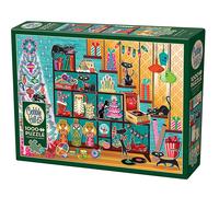 Cobble Hill 1000 Piece Puzzle Christmas Cats-Sample Poster Included, Red