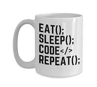 NA Computer Programming Gifts Coffee Mug Eat Sleep Code Repeat Birthday Idea For Men Women