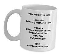 NA Dear Mother In Law Coffee Mug - Punch Her And Go Find You - Mom In Law Funny Cute Gag Gifts From Son/Daughter In Law Cute Cup Gift For Birthday Bday Mothers Day