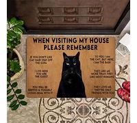 NA Door Mat Indoor Black Cat When Visiting My House Remember Doormat Funny Cat Front Doormat Sayings Gift housewarming gifts home decor