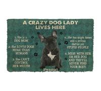 NA Door Mat Indoor Doormat A Crazy Dog Lady Lives Here French Bulldog Custom Name Doormat Thousewarming gifts home decor