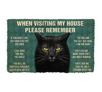 NA Door Mat Indoor Front PLEASE REMEMBER COOL BLACK CAT HOUSE RULES DOORMAT Warm House Gift Welcome Mat Birthday Gift Funny Gift Gift For COOL BLACK Cat Lover Home Room Decor Decoration Gifts