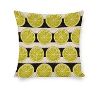 NA Fruit Lime Throw Pillow Case Rustic Sofa Pillow Cushion Case Black And White Lines Background Square Cotton Linen Pillowcases for Home Decor Car 18"x18"