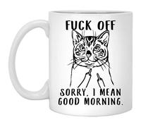 NA Funny Bengal Cat Fuk Off Middle Finger White Coffee Mug 11oz