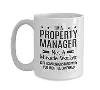 NA Funny Property Manager Gift - Miracle Worker Joke Gift White Ceramic Coffee Mug for Christmas, Thanksgiving, Birthday - 236.588 Milliliters - Microwave Safe - Dishwasher Safe - Reusable - Cup, Mug