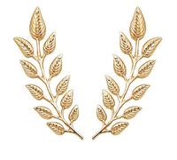 NA Gentlemen Suit Gold Brooches Simple Elegant 1 Pair Elegant Wheat Leaf Suit Clip Collar Pin Brooch Unisex