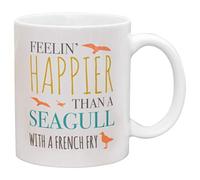 NA Happier Than A Seagull With A French Fry Ceramic Stoneware Coffee Mug