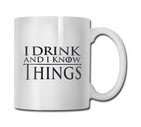 NA I Drink and I Know Things Funny Coffee Mug, Ceramic Coffee Cup, Unique Christmas Birthday Idea for Friends, Dad, Mom