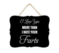NA I Love You More Than I Hate Your Farts Bible Verse Wall Decor Wood Plaque Sign For Living Room Kitchen Dining Bedroom Solid Wall Art Wood Grain Housewarming Gifts 20x25cm/8x10in