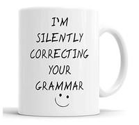 NA I'm Silently Correcting Your Grammar Mug Sarcasm Sacrastic Funny Humour Joke Friend Gift Cup Birthday Christmas Ceramic Mugs