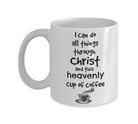 NA Jesus and Coffee Mug - Christian Mugs for Women Men Mom - I Can Do All Things Through Christ and Heavenly Coffee - Cup