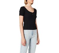 NA-KD Keyhole Jersey Top, Black, X-Large