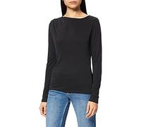 NA-KD Women's Draped Long Sleeve Top Shirt, Black, Small