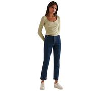 NA-KD Women's High Waist Straight Denim Jeans, Dark Blue, 12 UK
