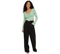 NA-KD Women's Metal Detail Rib Top Cami Shirt, Light Green, XXS UK