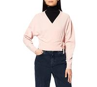 NA-KD Women's Overlap Knitted Cardigan Sweater, Dusty Pink, Small
