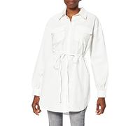 NA-KD Women's Oversized Belted Shirt, White, 20 UK