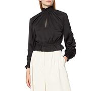 NA-KD Women's Padded Shoulder Blouse, Black, 16 UK