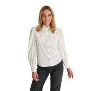 NA-KD Women's Puff Sleeve Shirt, White, 20 UK