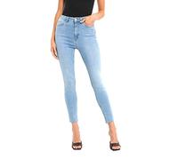 NA-KD Women's Skinny High Waist Raw Hem Jeans, Light Blue, 10 UK